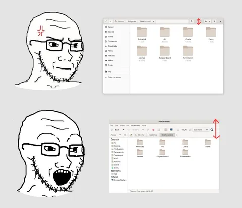 Wojak Discovers Resizable Folders