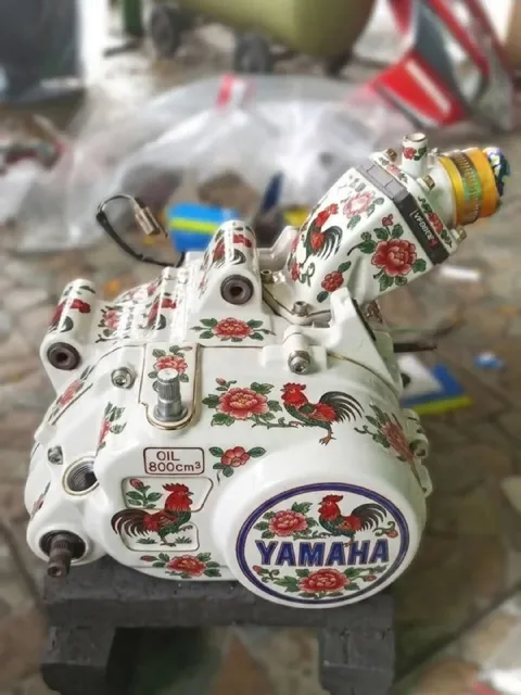 Floral Rooster Yamaha Engine