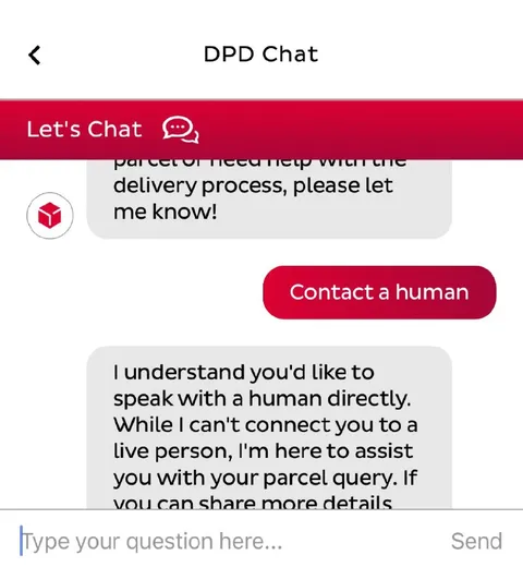 Contact a Human Chatbot Loop
