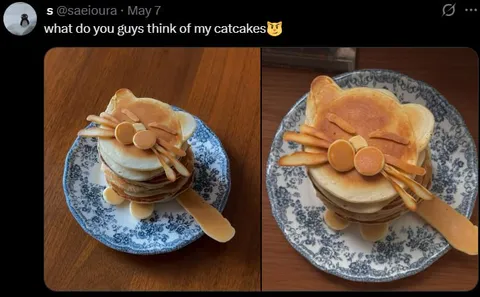 Cat-Shaped Pancake Stack