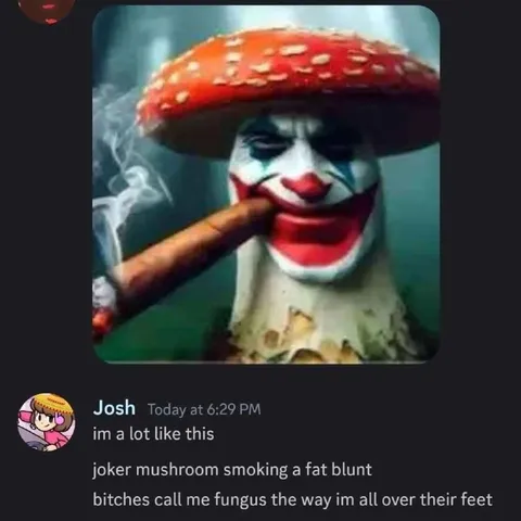 Joker Mushroom Smoking a Blunt