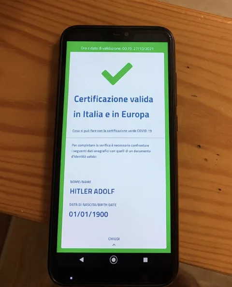 Certificazione valida per Hitler