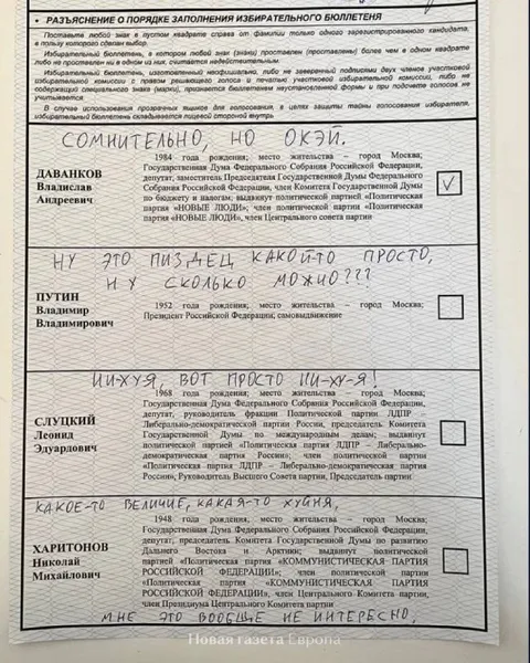 Сомнительный избирательный бюллетень