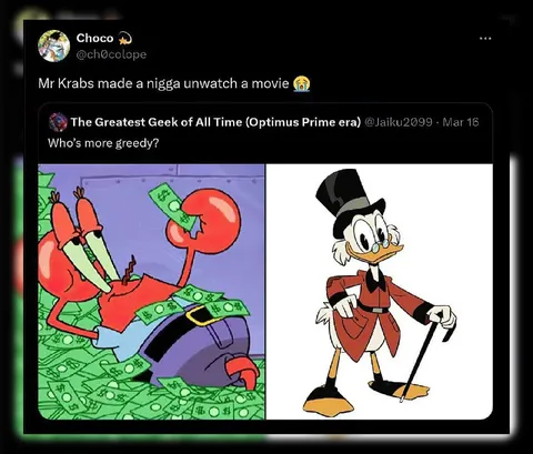 Mr Krabs and Scrooge McDuck Greed