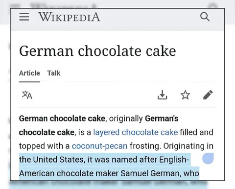 German Chocolate Cake Misconception