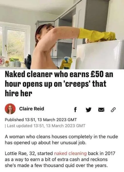 Naked Cleaner Calls Out Creeps