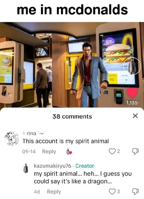 Kazuma Kiryu at McDonald's