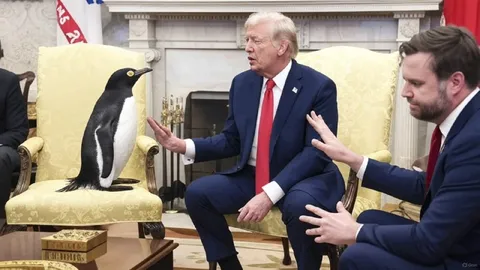 Трамп разговаривает с пингвином