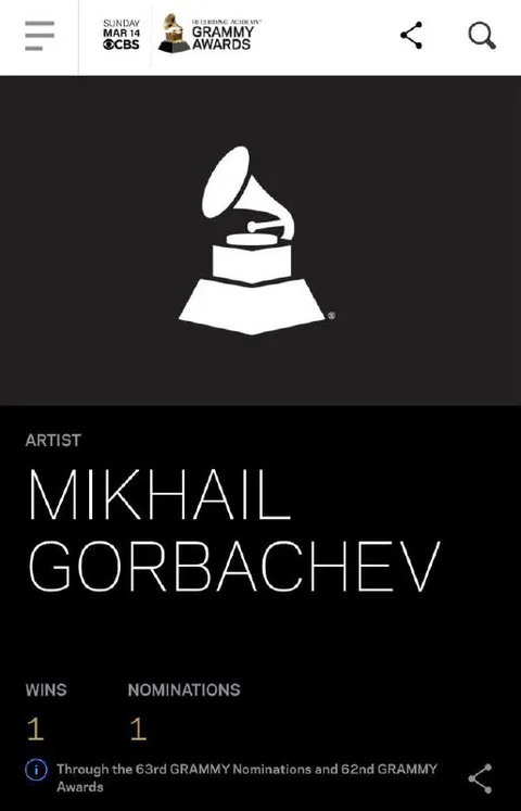 Mikhail Gorbachev Grammy Winner