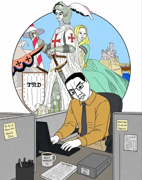 Medieval Hero Trapped at Work