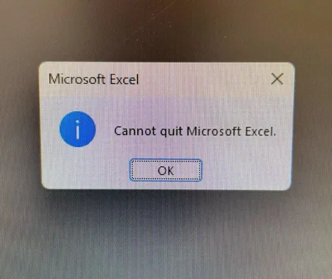 Cannot Quit Microsoft Excel