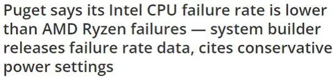 Intel Failure Rate Beats AMD