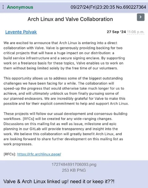 Arch Linux and Valve Collaboration