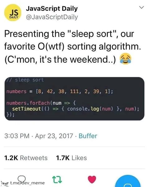 Sleep Sort JavaScript Joke