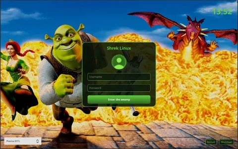Shrek Linux Login Screen