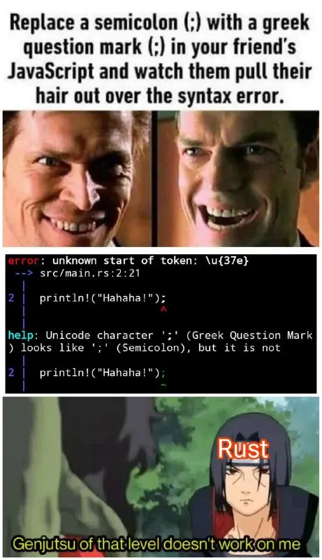 Greek Question Mark Syntax Error