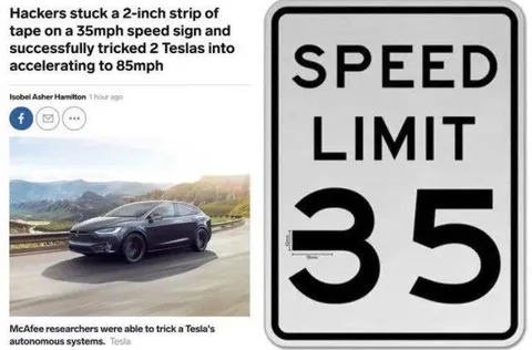 Tesla Tricked by Speed Limit Sign