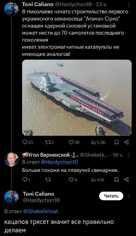 Плавучий свинарник вместо авианосца