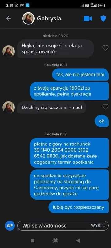 Randka opłacona z góry