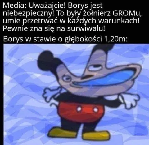 Borys w płytkim stawie