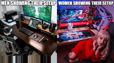 Men vs Women Showing Their Setup