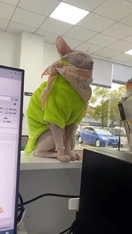 Кот в зелёном костюме