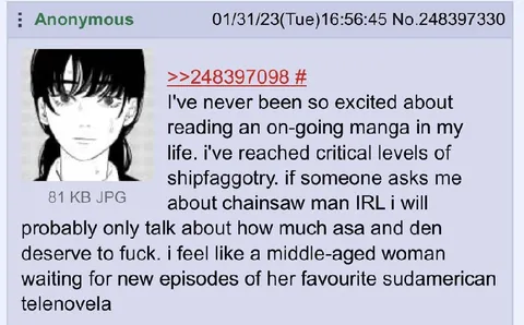 Chainsaw Man Shipfag Excitement
