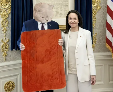 Кот вручает красную ковровую дорожку