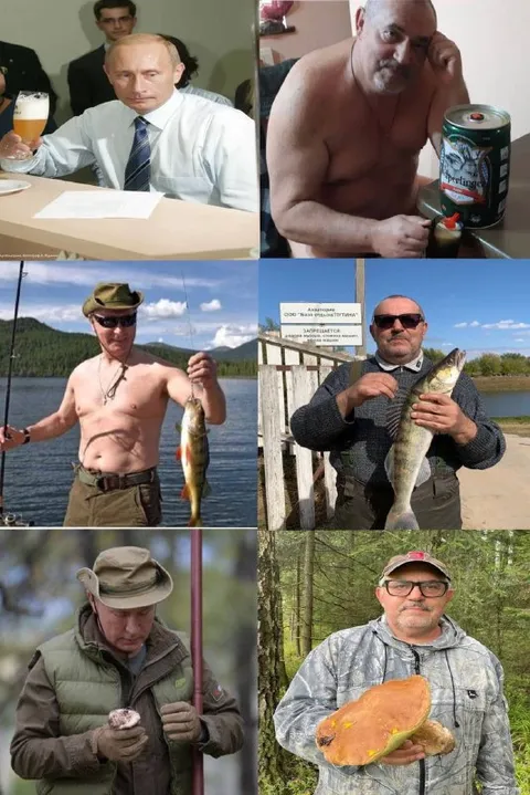 Путин и его двойники на природе