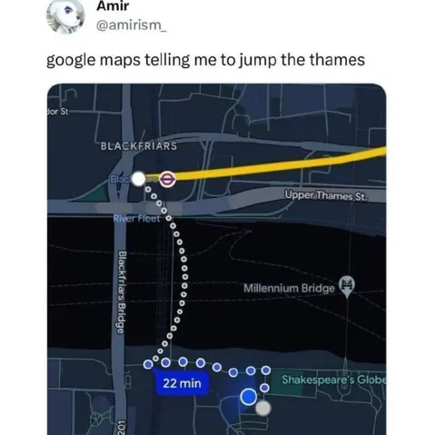 Google Maps Says Jump the Thames
