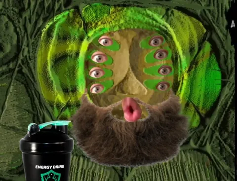 Energy Drink Many-Eyed Face