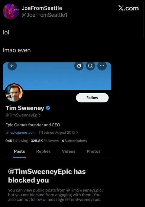 Tim Sweeney Blocked You