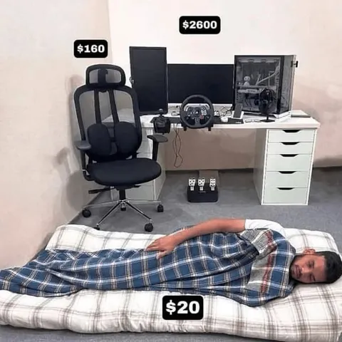 Gaming Setup Versus Cheap Bed