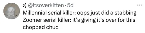 Millennial Versus Zoomer Serial Killer