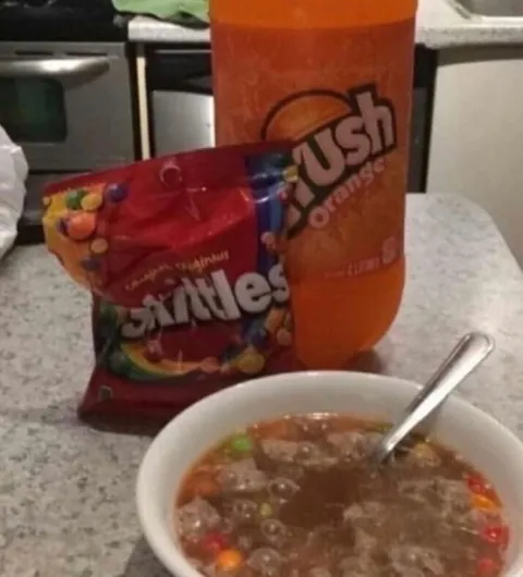 Skittles Soup with Orange Crush