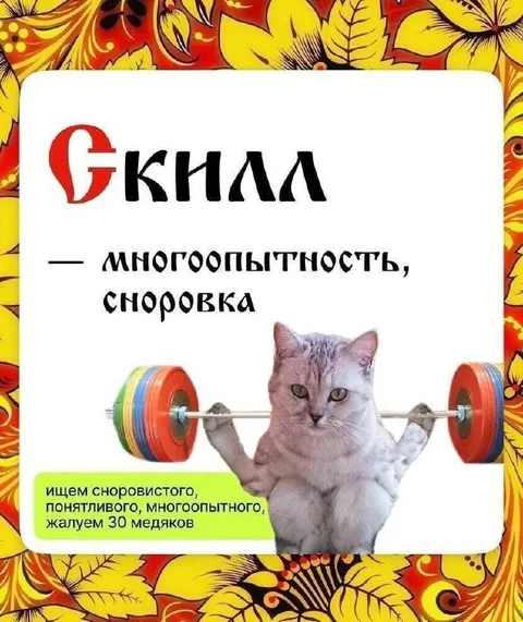 Кот-штангист ищет сно́ровку