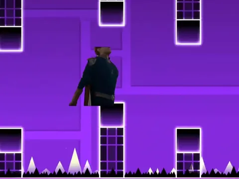 Мужчина проходит Geometry Dash