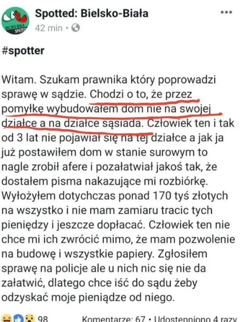 Dom na działce sąsiada
