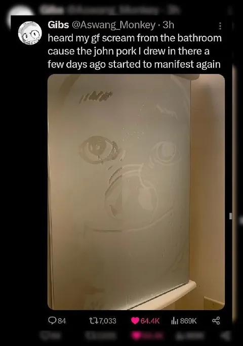 John Pork Manifests in Bathroom
