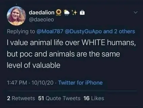 Animals Over White Humans