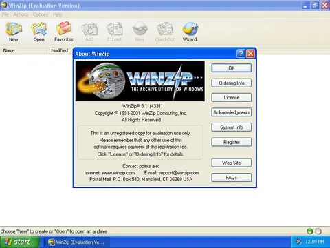 WinZip Evaluation Version Screenshot