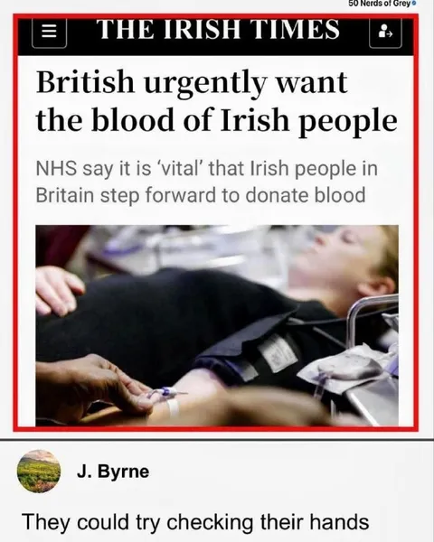 Checking Irish Hands for Blood