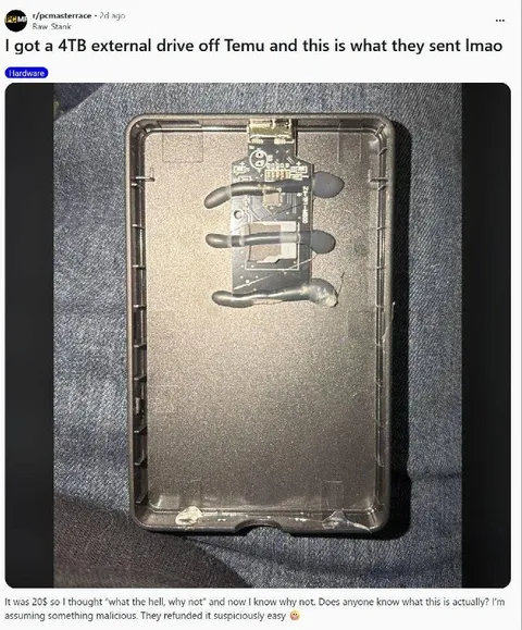 Temu 4TB Drive Scam