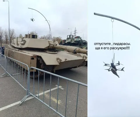 Танк не отпускает дрон