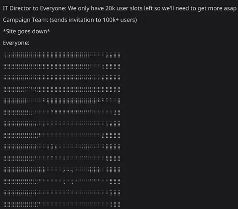 Site Goes Down After Mass Invite