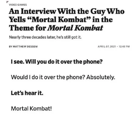 Guy Yells Mortal Kombat Over the Phone