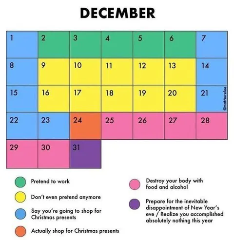December Work and Holiday Calendar