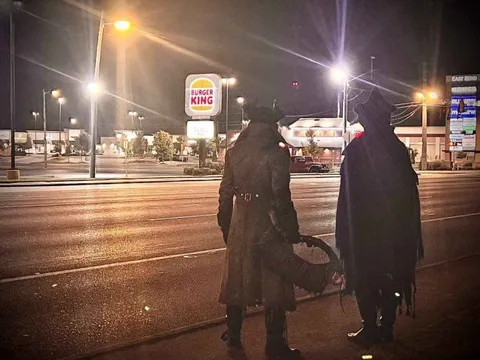 Batman and Grim Reaper at Burger King