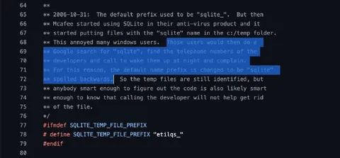 SQLite Temp File Prefix Joke