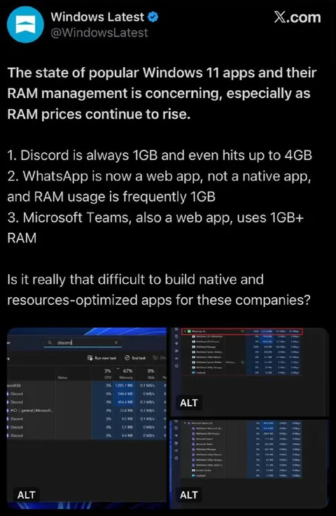 Windows 11 Apps Waste RAM